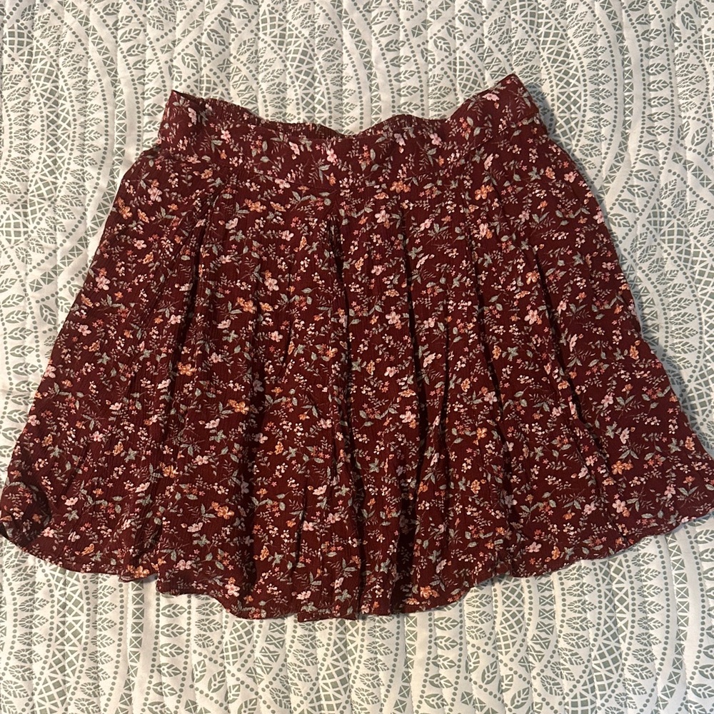 American Eagle Outfitters Red Floral Skater Skirt